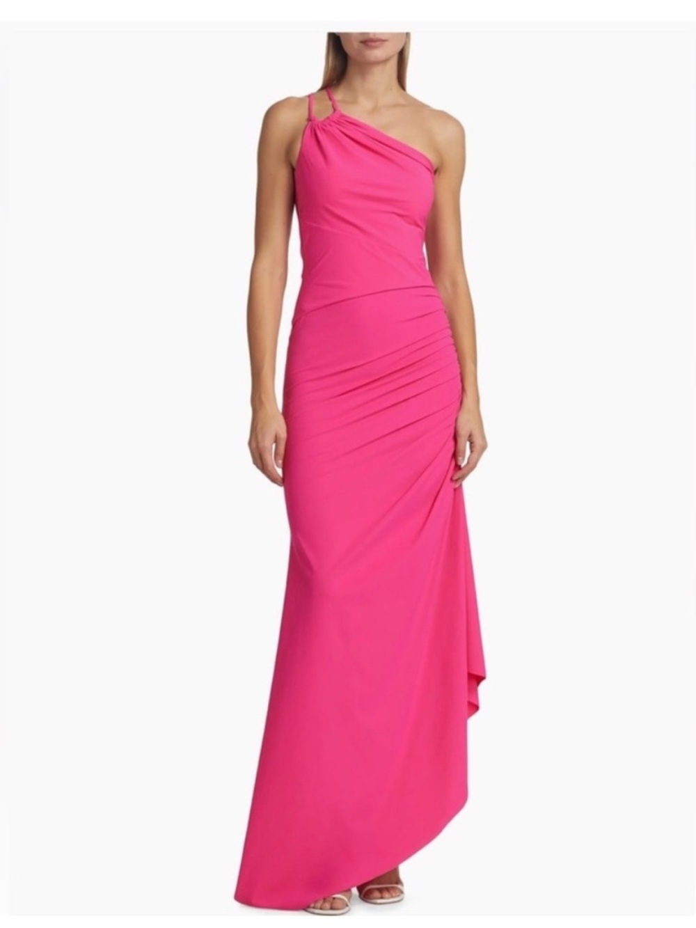 Chiara Boni One-Shoulder Hot Pink Evening Gown | 6